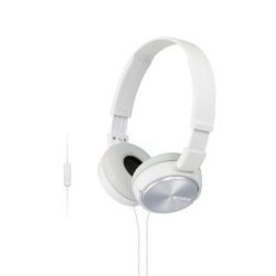 Sony Dj On-Ear Mdr ZX310AP Zx Series Headphones with Mic, Foldable, Gold-Plated, L-Shaped Stereo Mini Plug, 120 cm, White